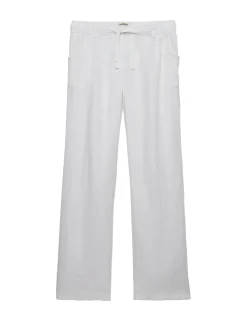 Pure Linen Low Rise Wide Leg Trousers