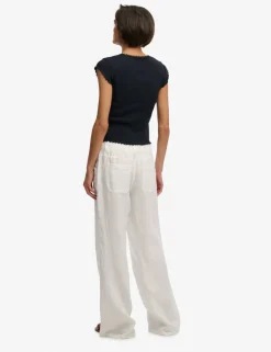 Pure Linen Low Rise Wide Leg Trousers