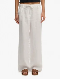 Pure Linen Low Rise Wide Leg Trousers