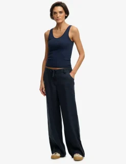 Pure Linen Low Rise Wide Leg Trousers