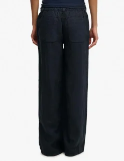 Pure Linen Low Rise Wide Leg Trousers