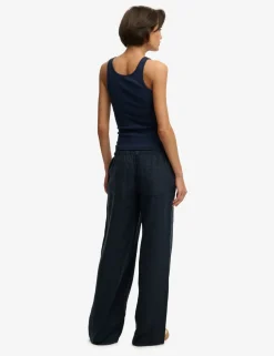 Pure Linen Low Rise Wide Leg Trousers