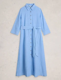 Pure Linen Maxi Shirt Dress