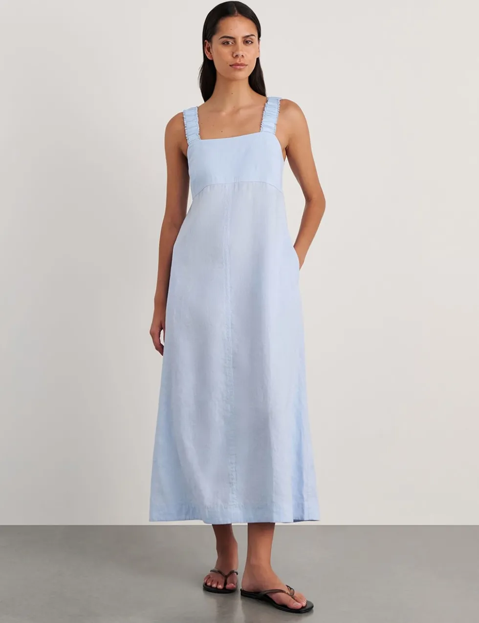 Pure Linen Maxi Smock Dress
