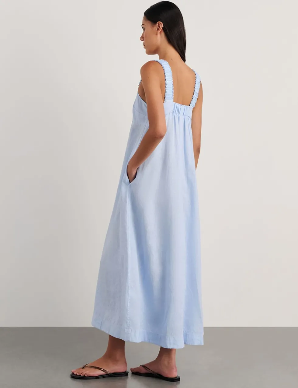Pure Linen Maxi Smock Dress