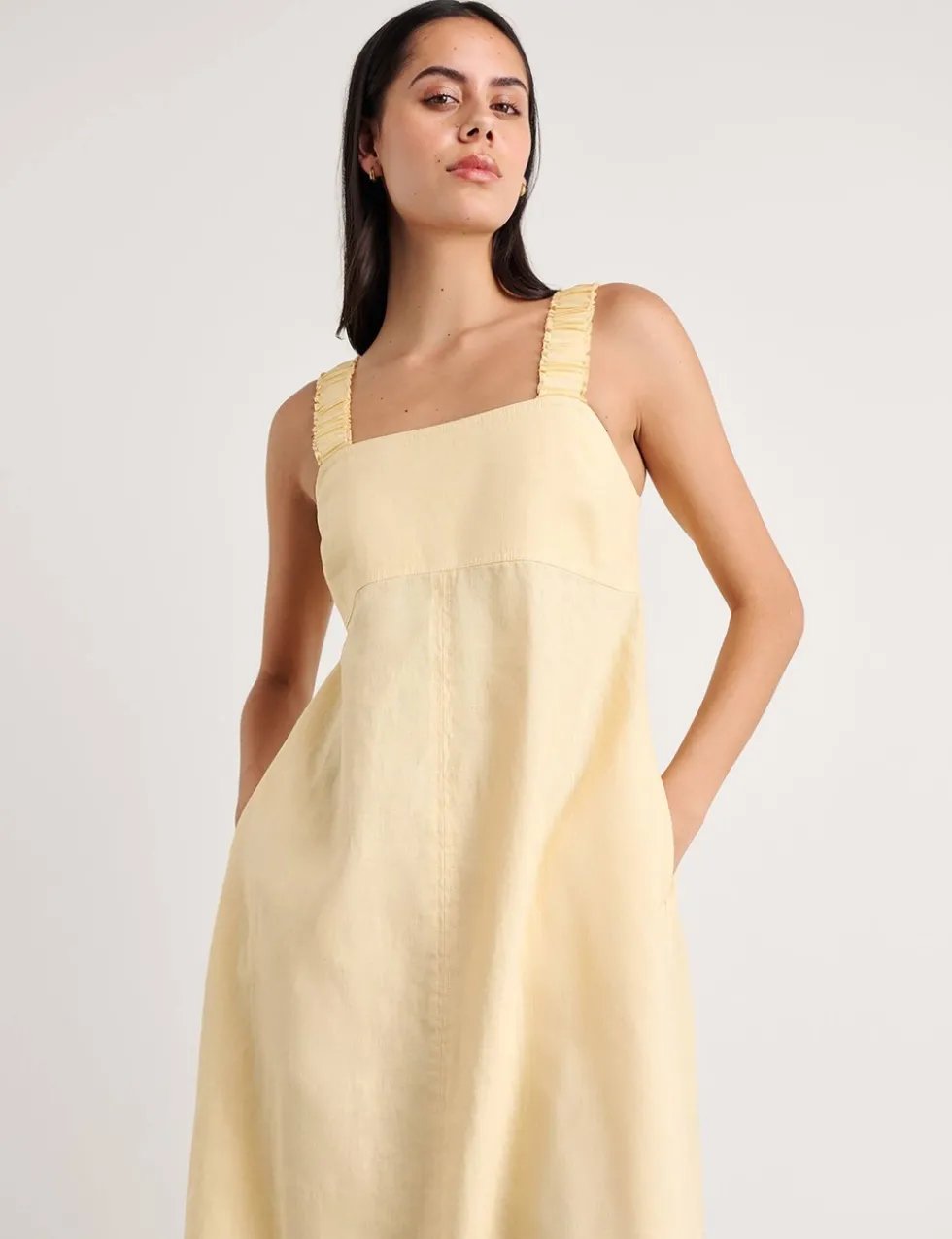 Pure Linen Maxi Smock Dress