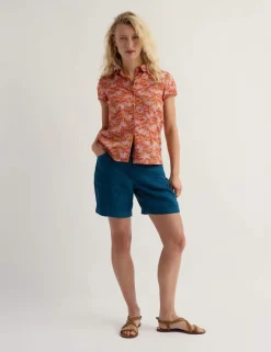 Pure Linen Mid Rise Shorts