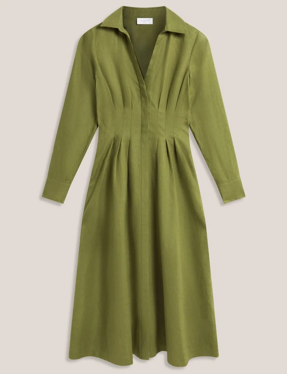 Pure Linen Midi Waisted Dress