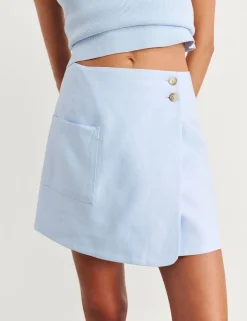 Pure Linen Mini Wrap Skirt