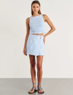 Pure Linen Mini Wrap Skirt