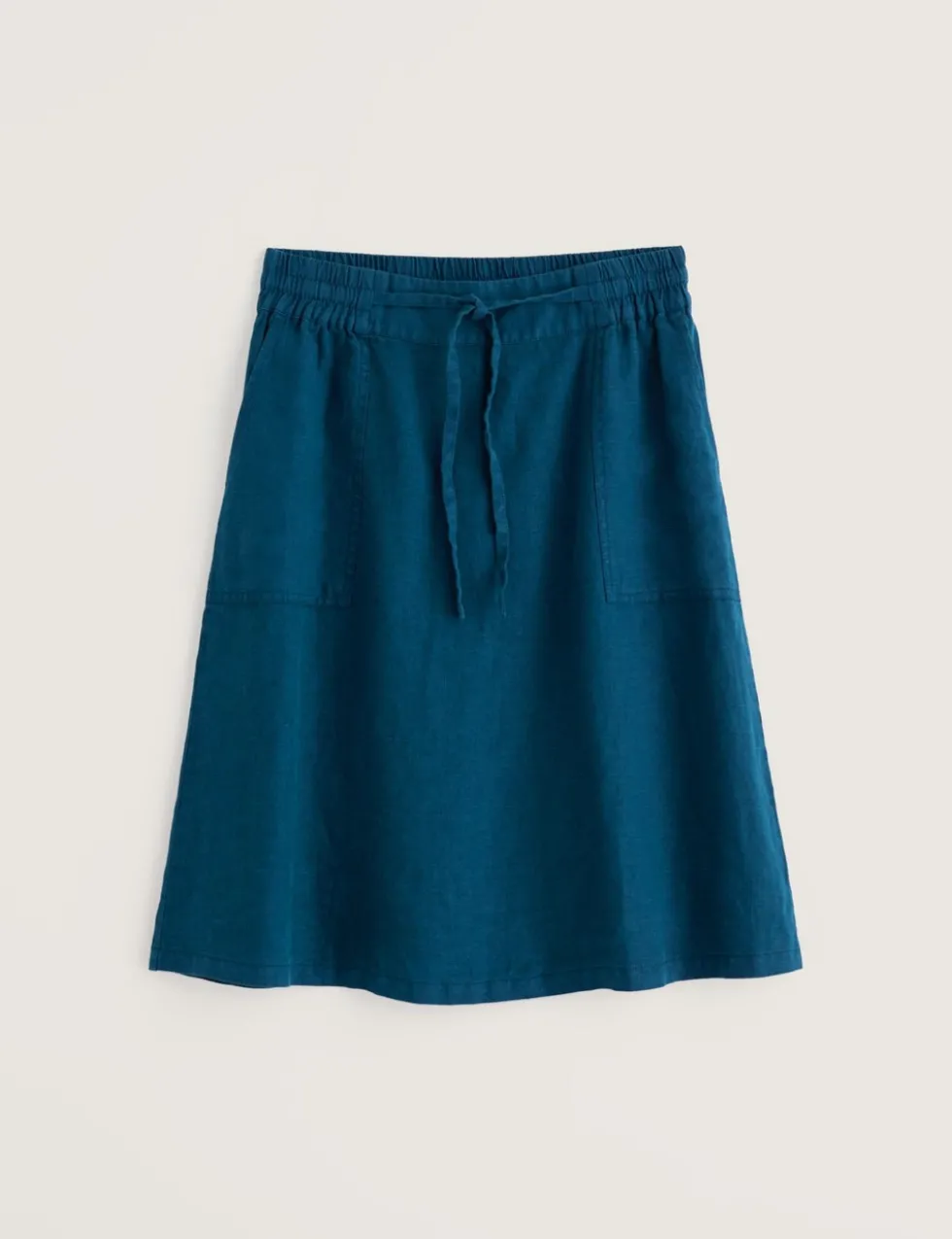 Pure Linen Patch Pocket A-Line Skirt