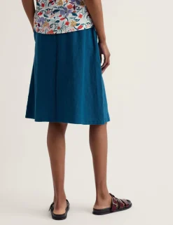 Pure Linen Patch Pocket A-Line Skirt