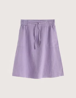 Pure Linen Patch Pocket A-Line Skirt
