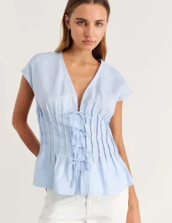 Pure Linen Pintuck Blouse