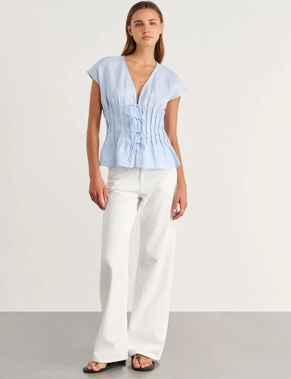 Pure Linen Pintuck Blouse