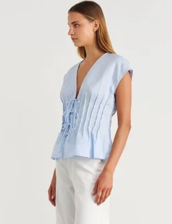 Pure Linen Pintuck Blouse