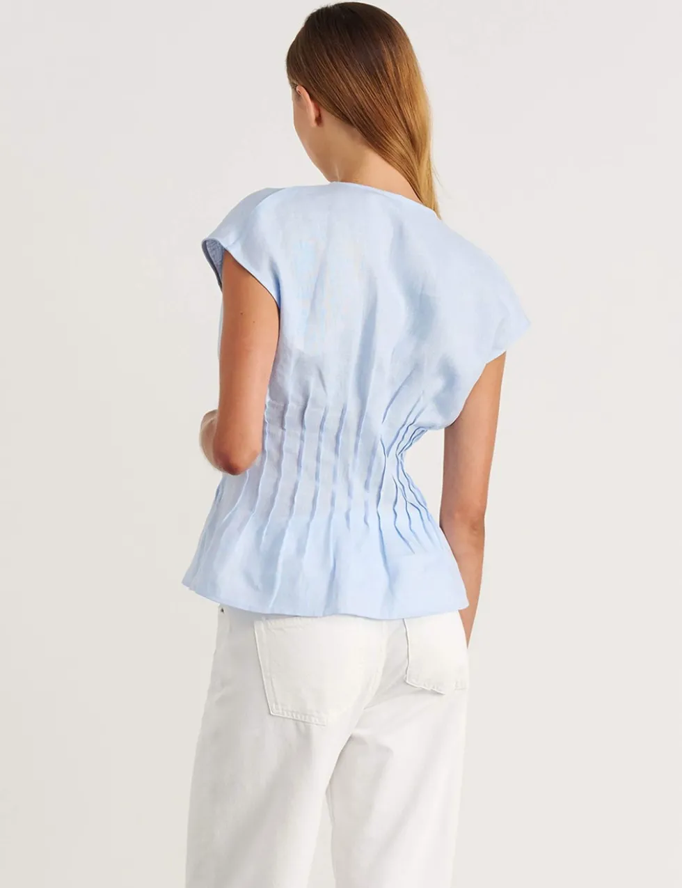 Pure Linen Pintuck Blouse