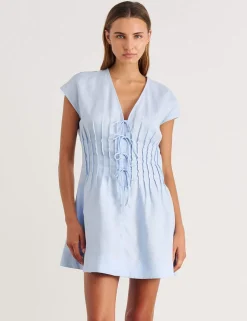Pure Linen Pintuck Mini Dress