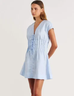 Pure Linen Pintuck Mini Dress