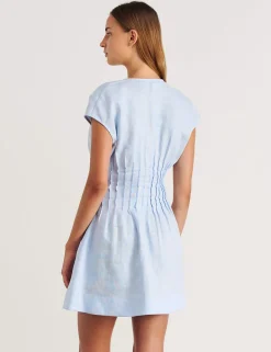 Pure Linen Pintuck Mini Dress