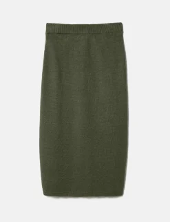 Pure Linen Pocket Detail Midi Pencil Skirt