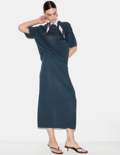 Pure Linen Pocket Detail Midi Pencil Skirt