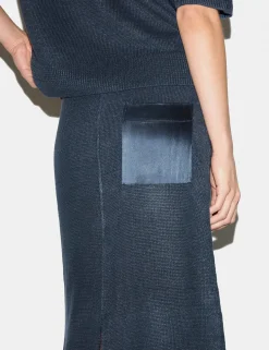 Pure Linen Pocket Detail Midi Pencil Skirt