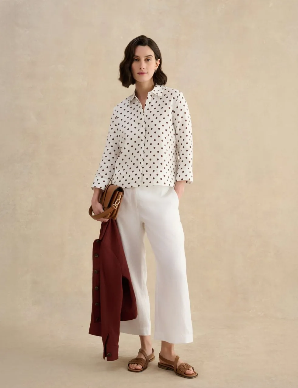 Pure Linen Polka Dot Button Through Shirt