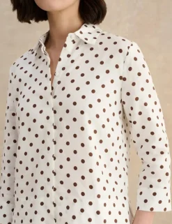 Pure Linen Polka Dot Button Through Shirt