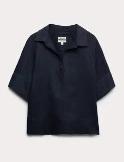 Pure Linen Popover Blouse