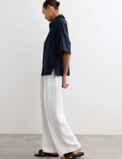 Pure Linen Popover Blouse
