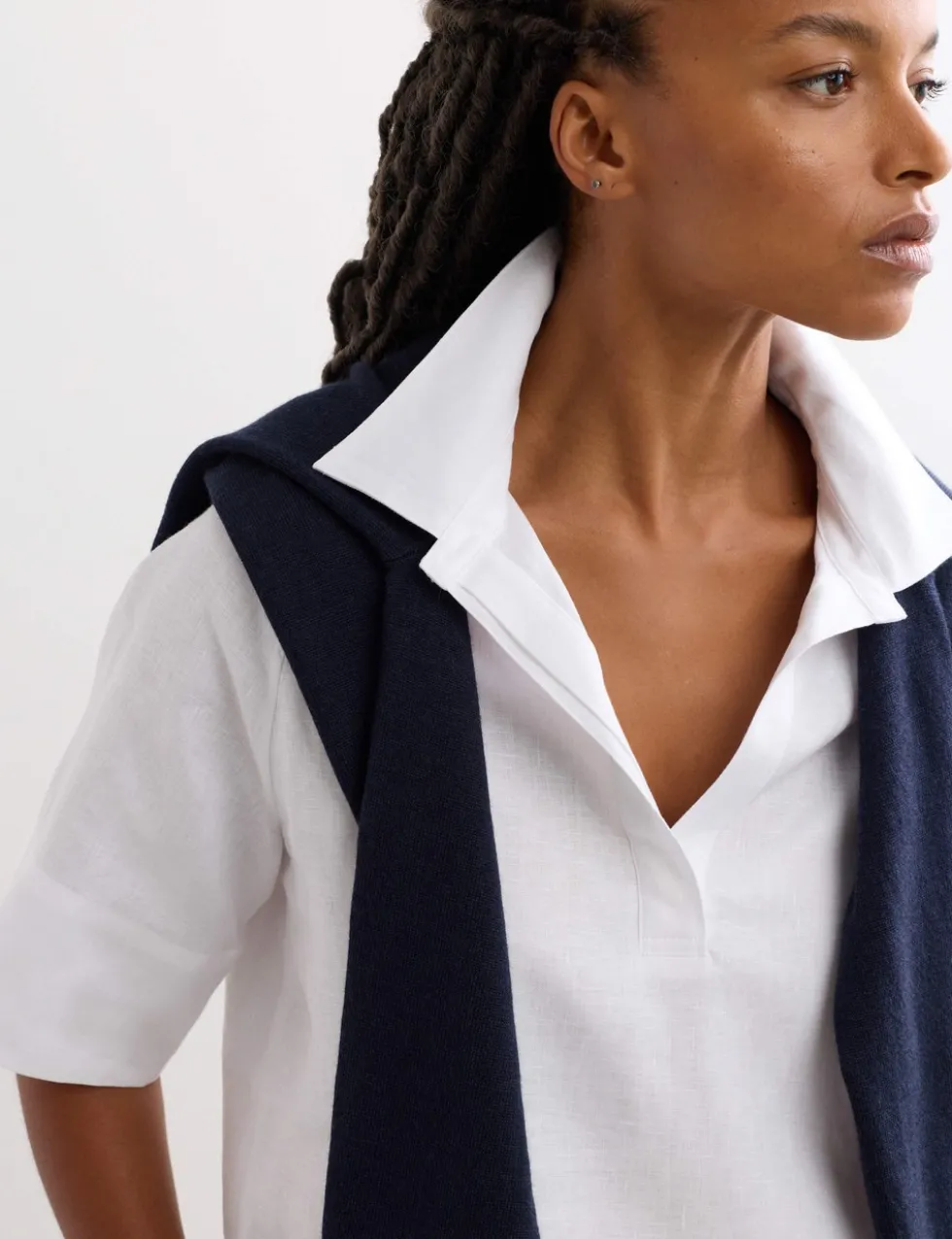 Pure Linen Popover Blouse