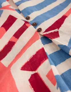 Pure Linen Printed Button Detail Tunic