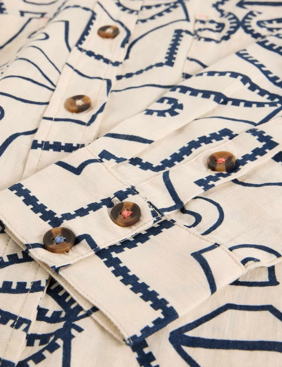 Pure Linen Printed Button Through Shirt