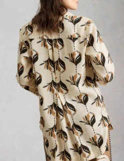 Pure Linen Printed Collared Tunic