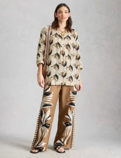 Pure Linen Printed Collared Tunic