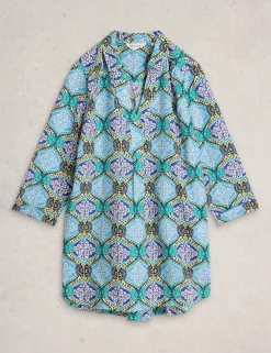 Pure Linen Printed Collared Tunic