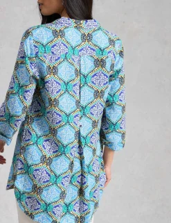 Pure Linen Printed Collared Tunic