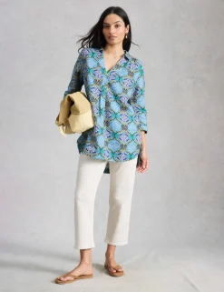 Pure Linen Printed Collared Tunic