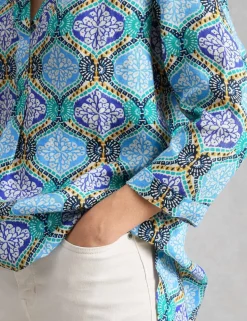Pure Linen Printed Collared Tunic