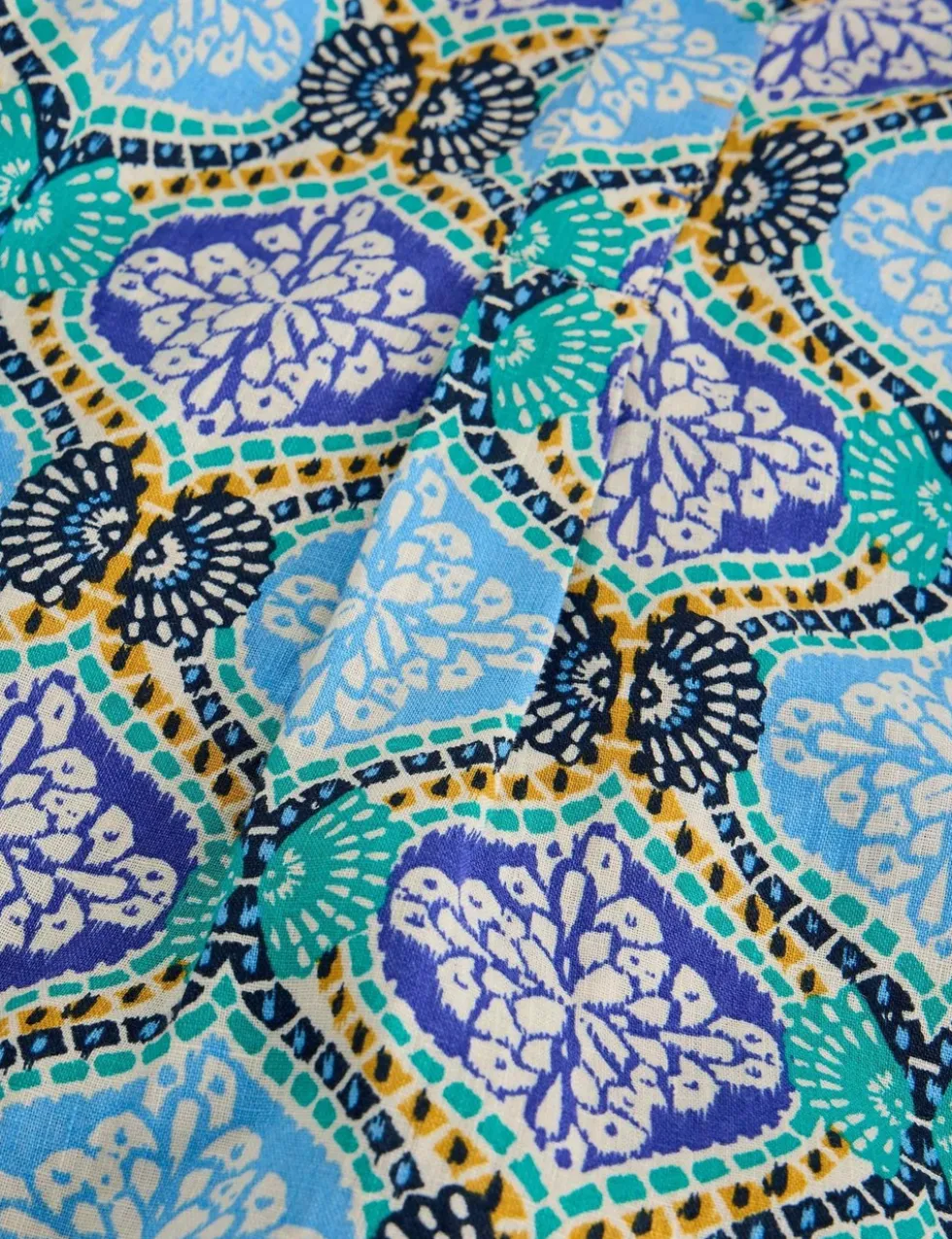 Pure Linen Printed Collared Tunic