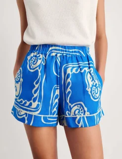 Pure Linen Printed High Waisted Shorts