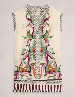 Pure Linen Printed Mini Shift Dress