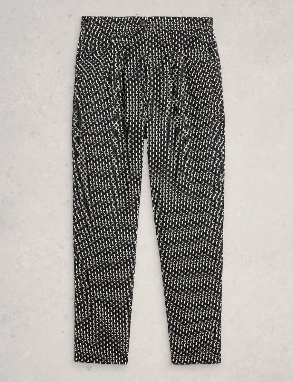 Pure Linen Printed Tapered Trousers
