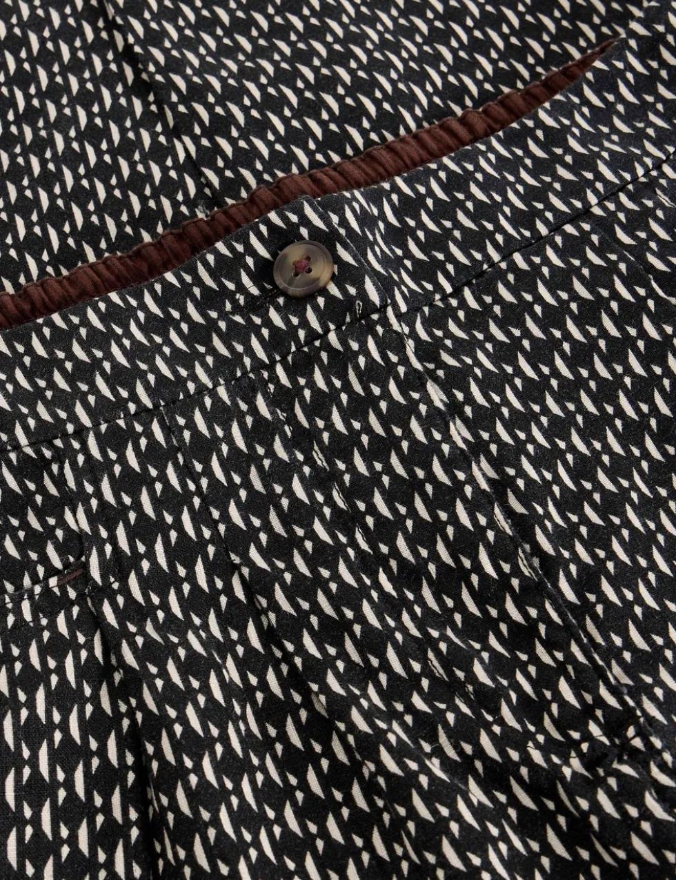 Pure Linen Printed Tapered Trousers
