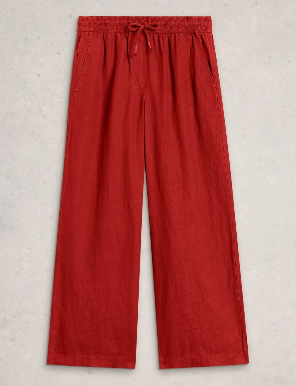 Pure Linen Printed Wide Leg Trousers