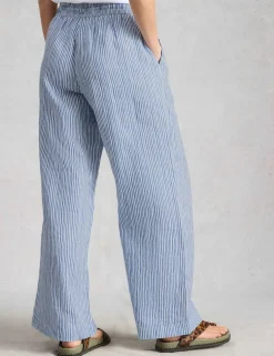 Pure Linen Printed Wide Leg Trousers