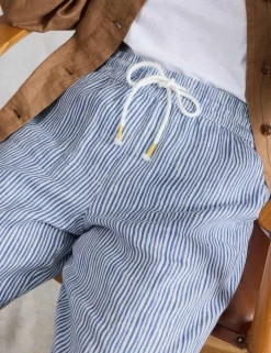 Pure Linen Printed Wide Leg Trousers