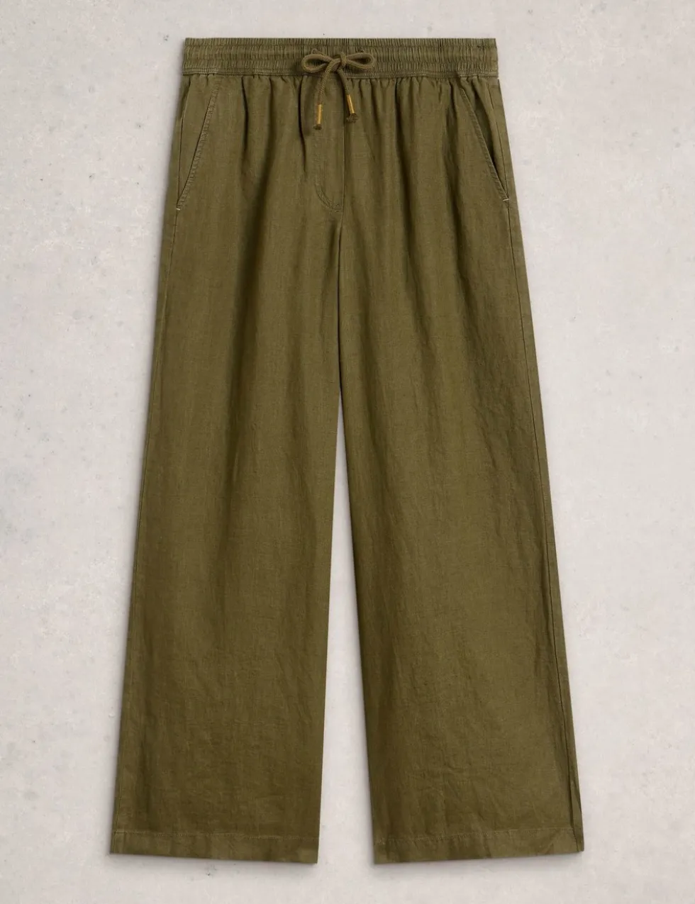 Pure Linen Printed Wide Leg Trousers