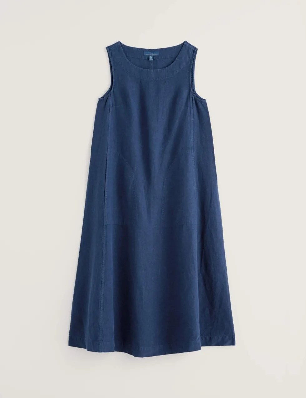 Pure Linen Round Neck Midi Shift Dress